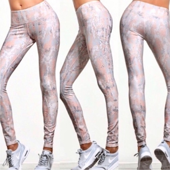 L Alo Pink and Grey Snakeskin Leggings - Picture 12 of 14
